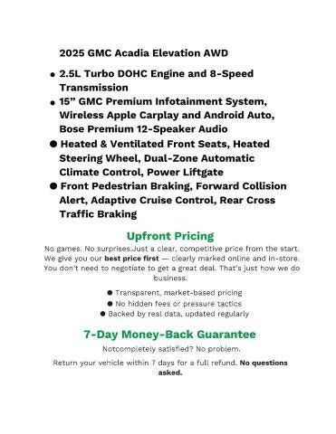 2025 GMC Acadia AWD 4dr Elevation